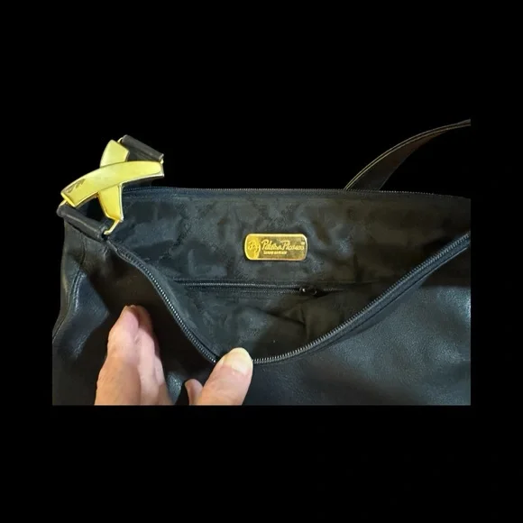 Paloma Picasso Elegant Black Shoulder Bag with Gold Details